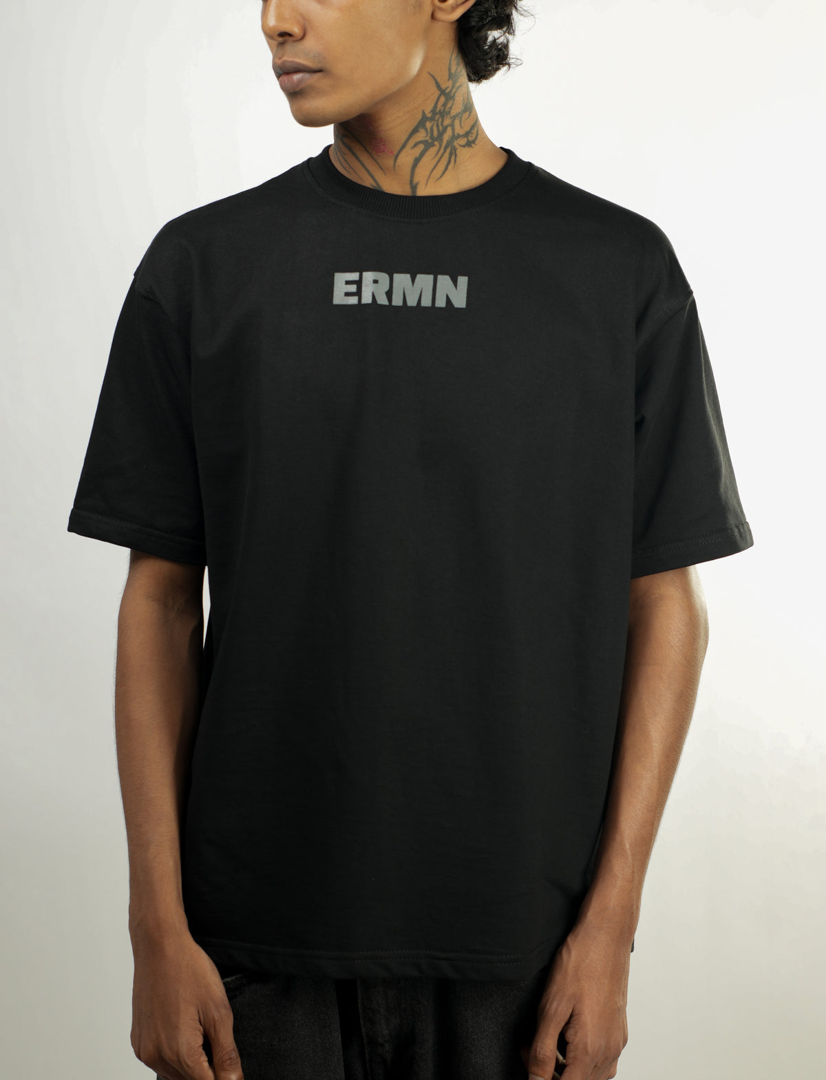 ERMN Messi The GOAT Edition 240 GSM oversized football t-shirt — model front India